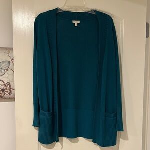 Talbots Women's Teal Open Front Cardigan
